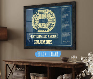 20" x 16" / Black Frame Cutler West Columbus Blue Jackets Nationwide Arena Seating Chart - Vintage Hockey Print