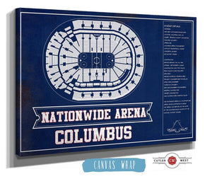 36" x 24" / 3 Panel Canvas Wrap Cutler West Columbus Blue Jackets Nationwide Arena Seating Chart - Vintage Hockey Print