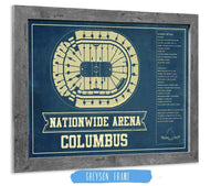 Cutler West 14" x 11" / Greyson Frame Columbus Blue Jackets Nationwide Arena Seating Chart - Vintage Hockey Print 673820723_77956