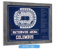 Cutler West 14" x 11" / Greyson Frame Columbus Blue Jackets Nationwide Arena Seating Chart - Vintage Hockey Print 673820723-TEAM