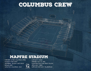 14" x 11" / Unframed Cutler West Columbus Crew Soccer -MAPFRE Stadium Vintage Soccer Print