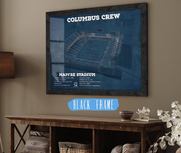 20" x 16" / Black Frame Cutler West Columbus Crew Soccer -MAPFRE Stadium Vintage Soccer Print