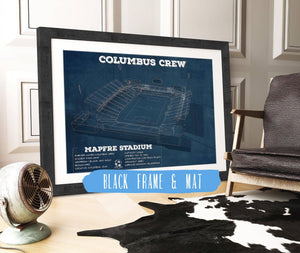 20" x 16" / Black Frame & Mat Cutler West Columbus Crew Soccer -MAPFRE Stadium Vintage Soccer Print