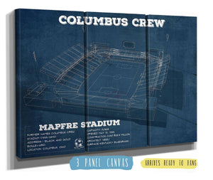 36" x 24" / 3 Panel Canvas Wrap Cutler West Columbus Crew Soccer -MAPFRE Stadium Vintage Soccer Print