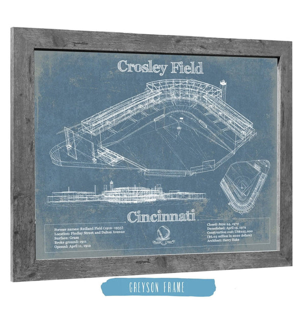 14" x 11" / Greyson Frame Cutler West Crosley Field - National League's Cincinnati Reds Vintage Baseball Fan Print
