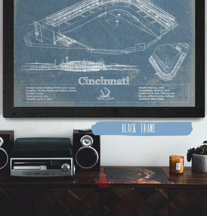 20" x 16" / Black Frame Cutler West Crosley Field - National League's Cincinnati Reds Vintage Baseball Fan Print