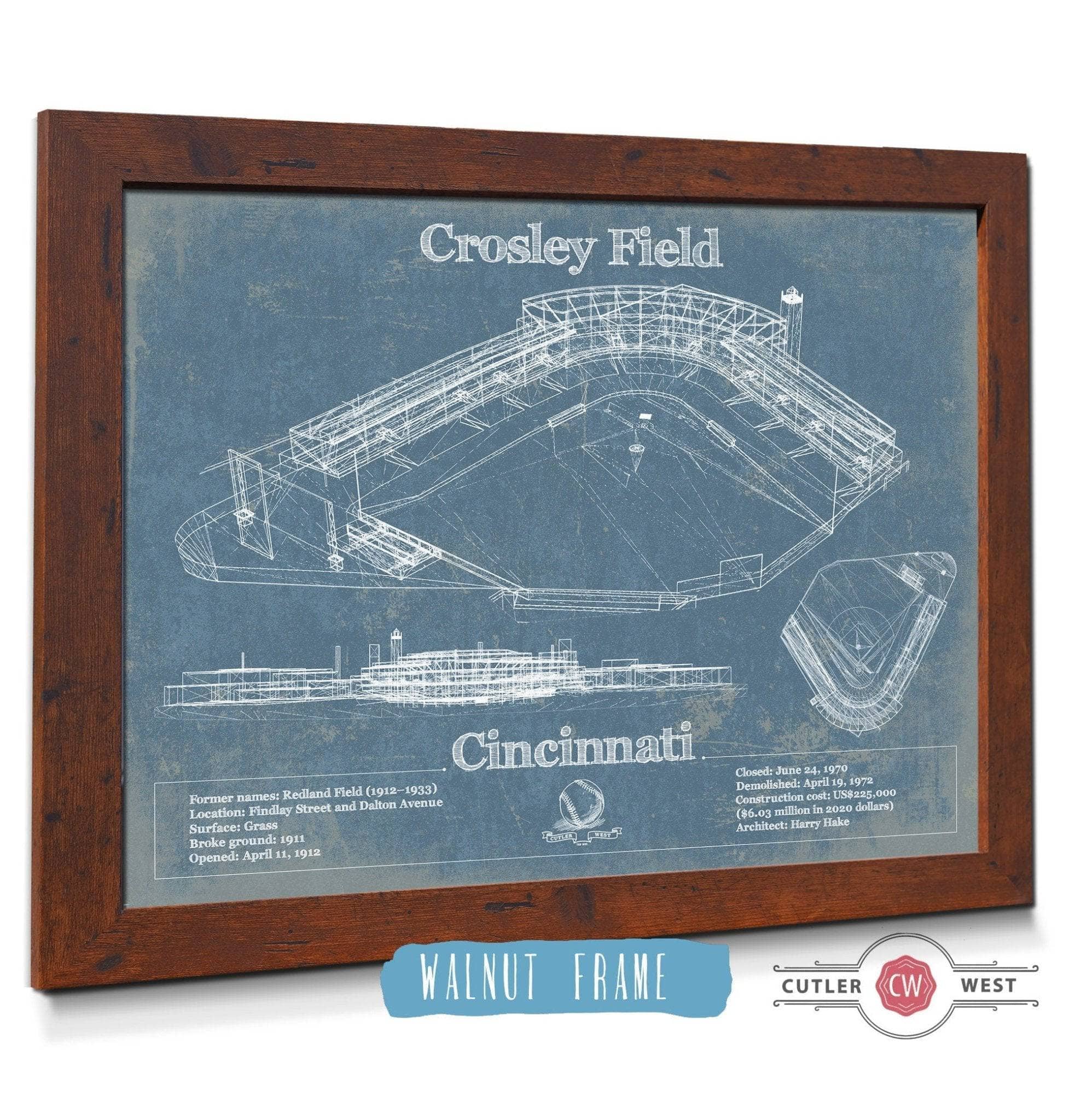Cutler West Baseball Collection Crosley Field - National League's Cincinnati Reds Vintage Baseball Fan Print