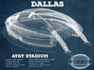 14" x 11" / Unframed Cutler West Dallas Cowboys - AT&T Stadium - Vintage Football Print