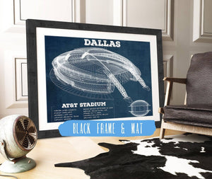 20" x 16" / Black Frame & Mat Cutler West Dallas Cowboys - AT&T Stadium - Vintage Football Print
