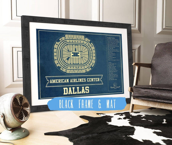 14" x 11" / Black Frame Mat Cutler West Dallas Mavericks Vintage American Airlines Center NBA Print