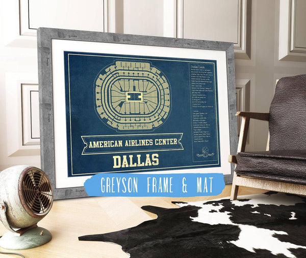 14" x 11" / Greyson Frame Mat Cutler West Dallas Mavericks Vintage American Airlines Center NBA Print