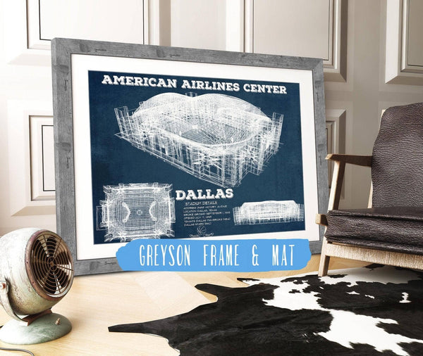 14" x 11" / Greyson Frame & Mat Cutler West Dallas Mavericks - Vintage American Airlines Center NBA Print