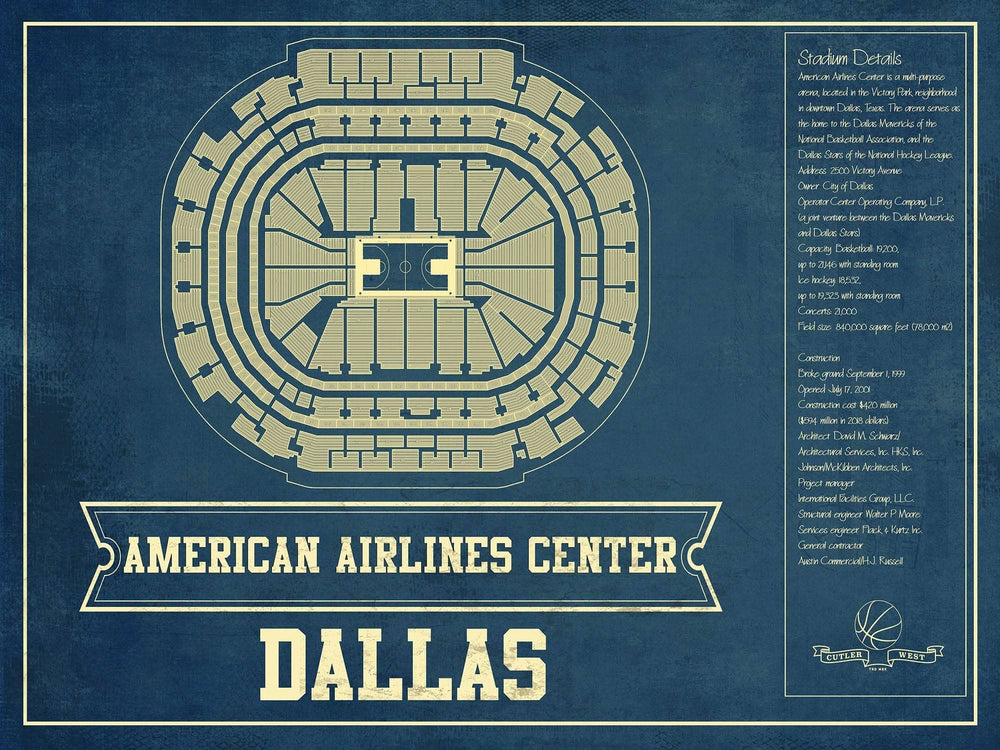 14" x 11" / Stretched Canvas Wrap Cutler West Dallas Mavericks Vintage American Airlines Center NBA Print