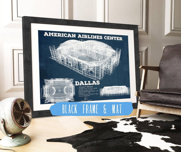 20" x 16" / Black Frame & Mat Cutler West Dallas Mavericks - Vintage American Airlines Center NBA Print