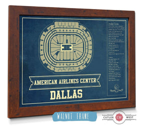 20" x 16" / Walnut Frame Cutler West Dallas Mavericks Vintage American Airlines Center NBA Print