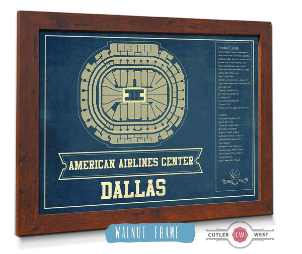 20" x 16" / Walnut Frame Cutler West Dallas Mavericks Vintage American Airlines Center NBA Print