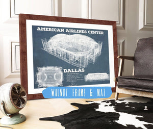 20" x 16" / Walnut Frame & Mat Cutler West Dallas Mavericks - Vintage American Airlines Center NBA Print