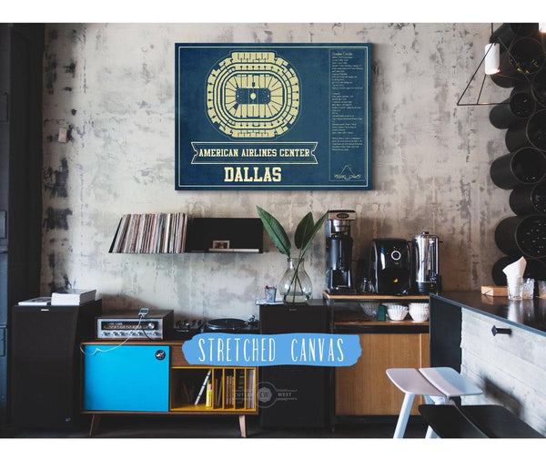 Cutler West Dallas Stars - American Airlines Center Vintage Hockey Blueprint NHL Print