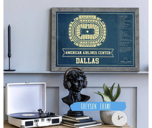 Cutler West Dallas Stars - American Airlines Center Vintage Hockey Blueprint NHL Print
