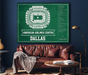 Cutler West Dallas Stars Team Colors - American Airlines Center Vintage Hockey Blueprint NHL Print
