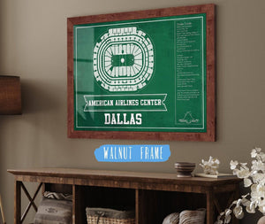Cutler West Dallas Stars Team Colors - American Airlines Center Vintage Hockey Blueprint NHL Print