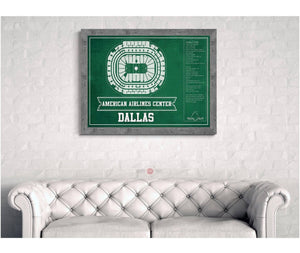Cutler West Dallas Stars Team Colors - American Airlines Center Vintage Hockey Blueprint NHL Print