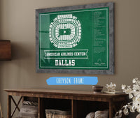 Cutler West Dallas Stars Team Colors - American Airlines Center Vintage Hockey Blueprint NHL Print