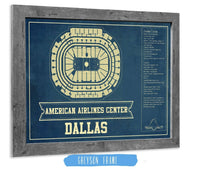 Cutler West 14" x 11" / Greyson Frame Dallas Stars - American Airlines Center Vintage Hockey Blueprint NHL Print 933350191-14"-x-11"79342