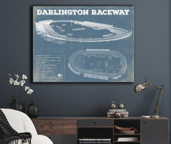 Cutler West Darlington Raceway Blueprint NASCAR Race Track Print