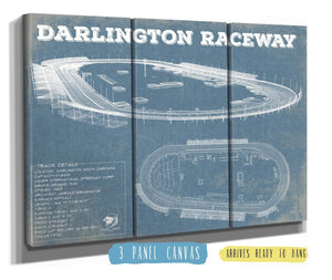36" x 24" / 3 Panel Canvas Wrap Cutler West Darlington Raceway Blueprint NASCAR Race Track Print