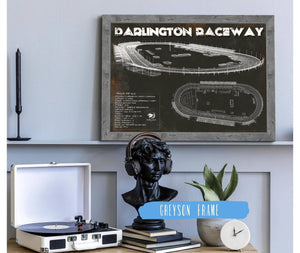 Cutler West Darlington Raceway Charcoal Blueprint NASCAR Race Track Print