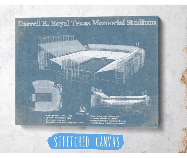 Cutler West Darrell K. Royal Texas Memorial Stadium Blueprint Art Print