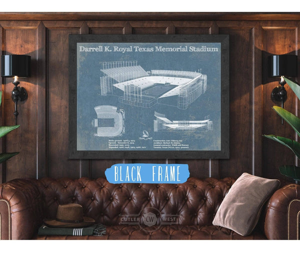 Cutler West Darrell K. Royal Texas Memorial Stadium Blueprint Art Print
