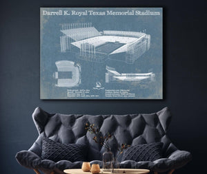 Cutler West Darrell K. Royal Texas Memorial Stadium Blueprint Art Print
