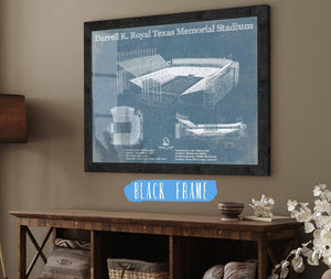 20" x 16" / Black Frame Cutler West Darrell K. Royal Texas Memorial Stadium Blueprint Art Print