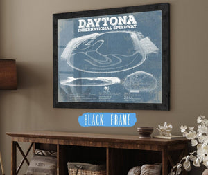 20" x 16" / Black Frame Cutler West Daytona International Speedway Blueprint NASCAR Race Track Print