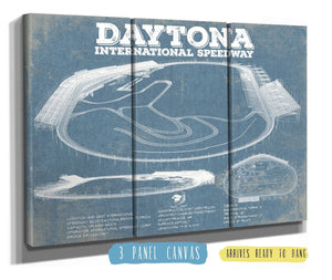 36" x 24" / 3 Panel Canvas Wrap Cutler West Daytona International Speedway Blueprint NASCAR Race Track Print