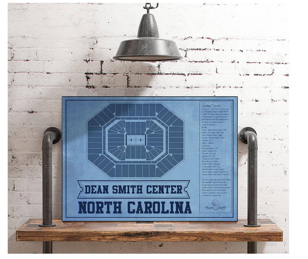 Cutler West Dean E. Smith Center North Carolina Tar Heels Team Colors NCAA College Basketball Blueprint Art