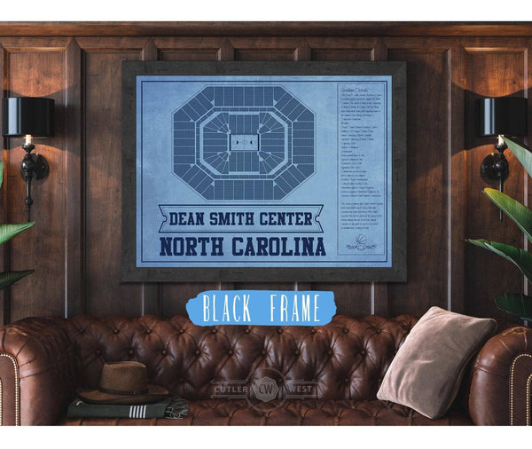 Cutler West Dean E. Smith Center North Carolina Tar Heels Team Colors NCAA College Basketball Blueprint Art