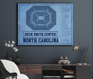 Cutler West Dean E. Smith Center North Carolina Tar Heels Team Colors NCAA College Basketball Blueprint Art