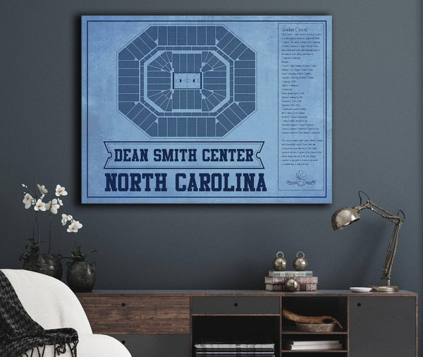 Cutler West Dean E. Smith Center North Carolina Tar Heels Team Colors NCAA College Basketball Blueprint Art
