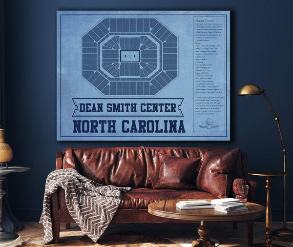 Cutler West Dean E. Smith Center North Carolina Tar Heels Team Colors NCAA College Basketball Blueprint Art