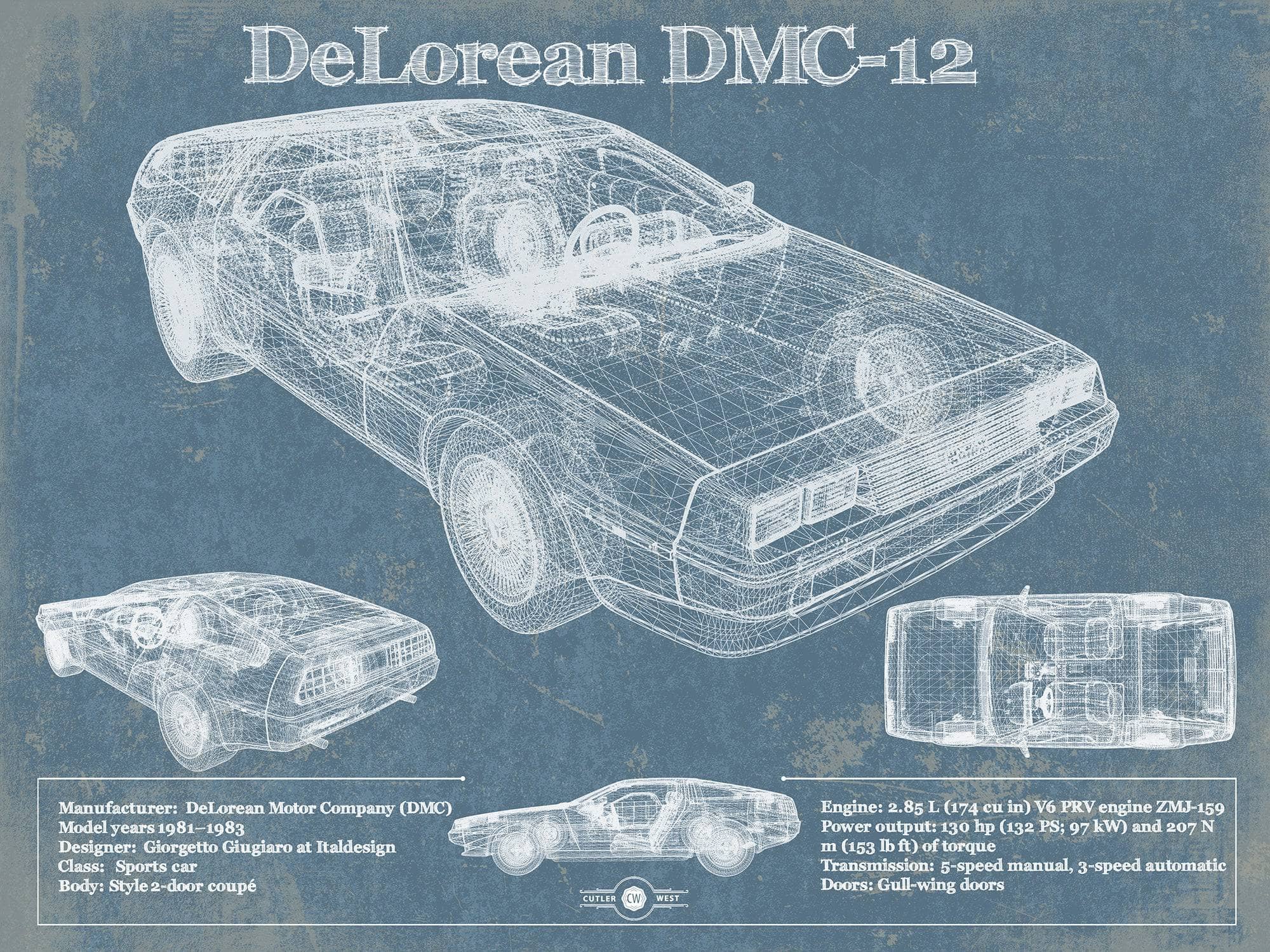 DeLorean Racing Sports Car Blueprint | Cutler West