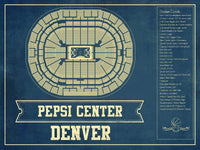 Cutler West Basketball Collection 14" x 11" / Unframed Denver Nuggets Pepsi Center Vintage Basketball Blueprint NBA Print 933350163_76233