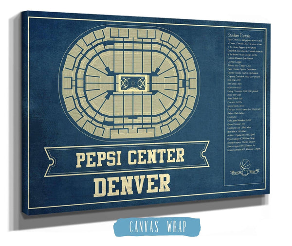 Cutler West Denver Nuggets Pepsi Center Vintage Basketball Blueprint NBA Print