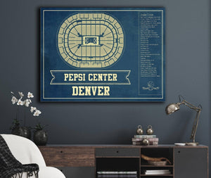 Cutler West Denver Nuggets Pepsi Center Vintage Basketball Blueprint NBA Print