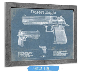14" x 11" / Greyson Frame Cutler West Desert Eagle Blueprint Vintage Gun Print