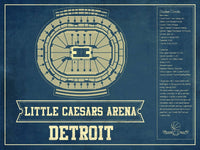 Cutler West Basketball Collection 14" x 11" / Unframed Detroit Pistons Little Caesars Arena Vintage Basketball Blueprint NBA Print 933350164_76299
