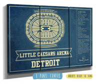 Cutler West Basketball Collection 48" x 32" / 3 Panel Canvas Wrap Detroit Pistons Little Caesars Arena Vintage Basketball Blueprint NBA Print 933350164_76349
