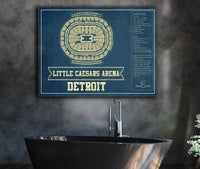 Cutler West Basketball Collection Detroit Pistons Little Caesars Arena Vintage Basketball Blueprint NBA Print